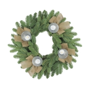 21 Artificial Pine and Burlap Votive Candle Holder - All