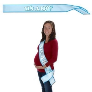 Pack of 6 Light Blue and White Baby Shower It's A Boy Satin Sash - All