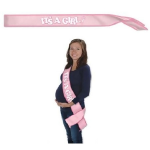 Pack of 6 Light Pink and White Baby Shower It's A Girl Satin Sash - All