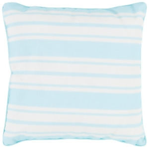 16 Striped In Color Sky Blue and Ivory White Decorative Throw Pillow - All