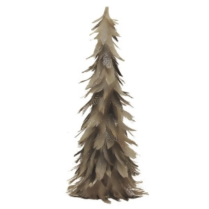 15.5 Light Brown and Gray Glittered Feather Cone Tree Christmas Decoration Pack of 4 - All