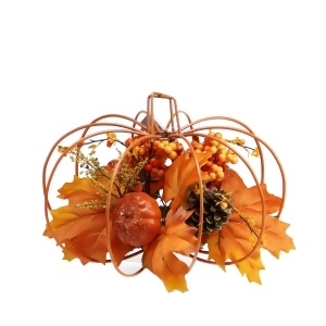 12 Autumn Harvest Orange Maple Leaf Berry Thanksgiving Pumpkin Decoration Pack of 2 - All