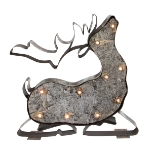 14.25 Glittery Brown Rustic Metal Flying Led Lighted Reindeer Marquee - All