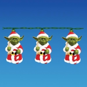 Set of 10 Star Wars Santa Yoda Novelty Christmas Lights Green Wire - All