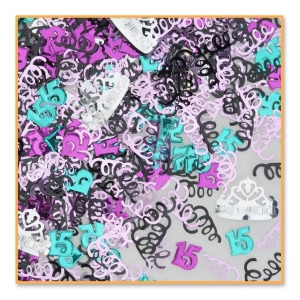 Pack of 6 Metallic Multi-Colored Mis Quince Quinceanera Celebration Confetti Bags 0.5 oz. - All