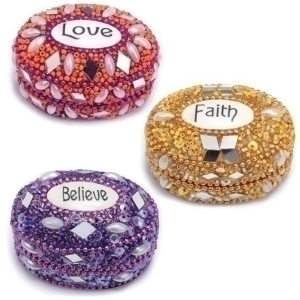Set of 5 Assorted Bejewled Encouragement Boxes - All