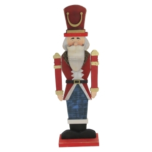 21 Red and Blue Painted Wooden Standing Led Decorative Nutcracker - All
