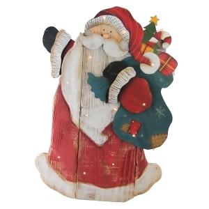 19.5 Wooden Standing Santa Claus Led Lighted Christmas Decoration - All