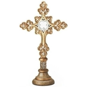 15.5 Decorative Gold and Silver Table Cross Centerpiece - All
