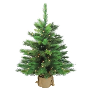 36 New Carolina Spruce Artificial Christmas Tree in Burlap Base Clear Lights - All
