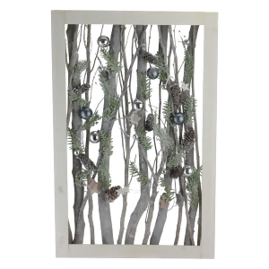 Decorated Standing Birch Branches in Wood Frame Table or Wall Decoration - All