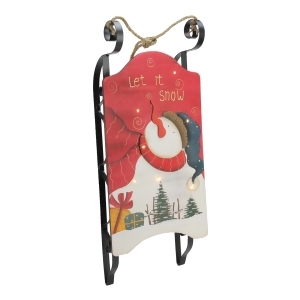 22.25 Hanging Wooden and Metal Let It Snow Led Decorative Christmas Sleigh - All