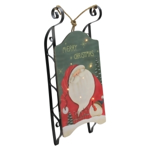 19.5 Hanging Wooden and Metal Santa Claus Led Decorative Christmas Sleigh - All