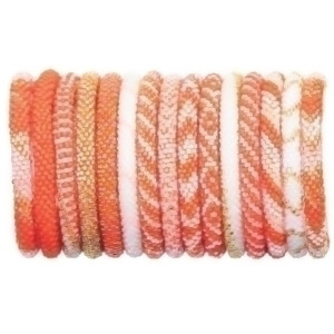 Club Pack of 15 Assorted Roll On Coral and Ivory White Nepal Glass Bracelets 7 - All