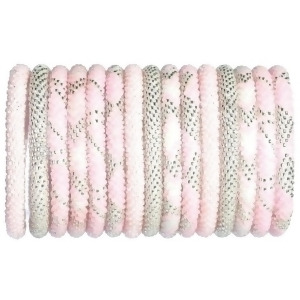 Club Pack of 15 Assorted Roll On Pink and Silver Nepal Glass Bracelet 7 - All