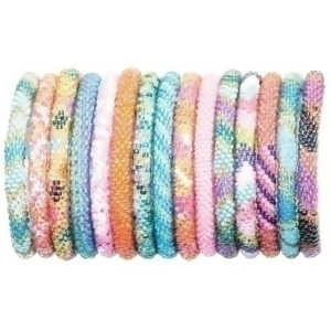 Club Pack of 15 Roll On Assorted Brights Nepal Glass Bracelet 7 - All