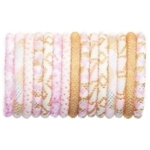 Club Pack of 15 Assorted Roll On Pink and Gold Nepal Glass Bracelet 7 - All