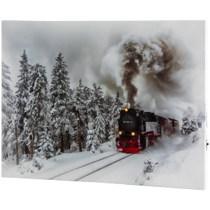 Small Fiber Optic and Led Lighted Winter Woods with Train Canvas Wall Art 12 x 15.75 - All
