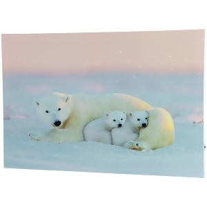 Fiber Optic Lighted Mama Polar Bear and Cubs Canvas Wall Art 23.5 x 15.5 - All