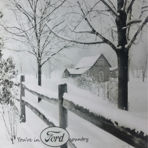Fiber Optic Lighted You're in Ford Country Snowy Cabin Canvas Wall Art 12 x 15.75 - All