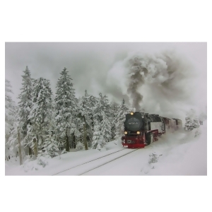 Large Fiber Optic and Led Lighted Winter Woods with Train Canvas Wall Art 23.5 x 15.5 - All