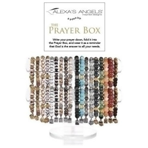 Club Pack of 36 Assorted Religious Natural Stone Prayer Box Bracelets with Display 7 - All
