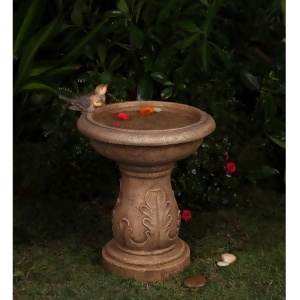 18.1 Latte Brown Italian Leaf Faux Stone Outdoor Patio Garden Birdbath Fountain - All
