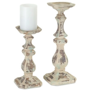 Pack of 2 Decorative Faded Wood look Candle Holders - All