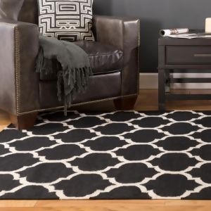 5' x 7' Black and White Infinitude Quatrefoil Decorative Wool Area Throw Rug - All