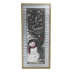 31.5 Black and White Let it Snow Elegant Decorative Snowman Wall Plaque - All