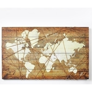 39.5 Brown and White World Map Wall Plaque Photo and Note Holder - All