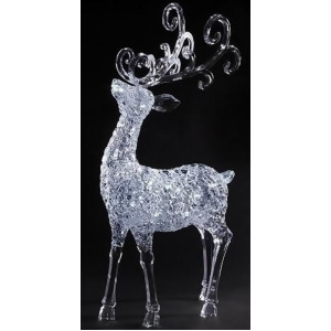 35 Led Clear Lighted Winters Crystal Christmas Buck with Removable Antlers - All