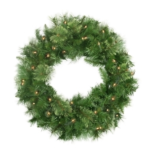 24 Pre-Lit Mixed Cashmere Pine Artificial Christmas Wreath Clear Lights - All