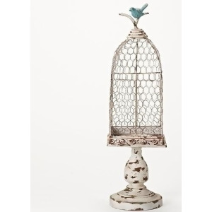 Antique White Bird Cage Stand 22.75 H - All