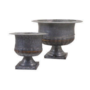 Set of 2 Gray and Metallic Gold Grecian Style Urn Planters 24 - All