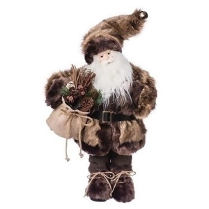 18 Old World Father Christmas Woodland Fur Coat Santa Claus Figurine - All