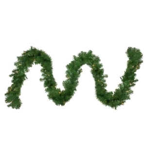 9' x 18 Pre-Lit Deluxe Windsor Green Pine Christmas Garland Clear Lights - All