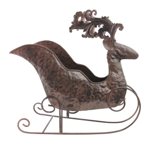 12.25 Folk Art Style Christmas Reindeer Sleigh Table Top Planter - All