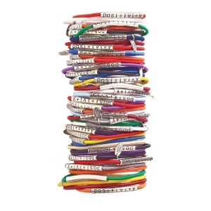 90 Piece Set of Positivity Awareness Stretch Bracelets with Display - All