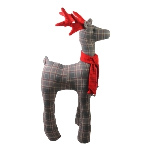 41 Decorative Plaid Standing Elegant Reindeer Christmas Decoration - All