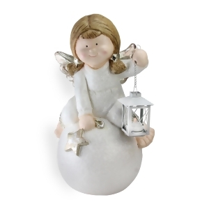 17.75 Glittered Angel with Candle Lantern Christmas Table Top Decoration - All