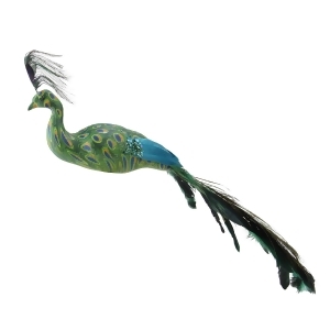 3.5 All Eyes on Me Green and Teal Decorative Peacock Bird Clip-On Christmas Ornament - All