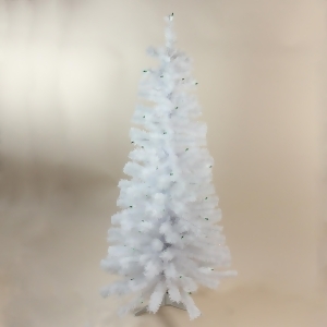 4' x 24 Pre-Lit White Artificial Christmas Tree with Green Lights - All