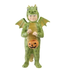 7 Dragon Costumed Child With Pumpkin Candy Bucket Halloween Decoration - All