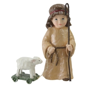 4.25 Boy Shepherd With White Lamb Christmas Nativity Decoration - All