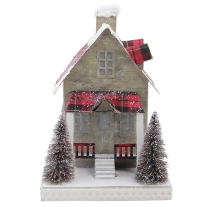 10 Holiday Moments Lit with Led Tartan House Christmas Decoration Warm White Lights - All