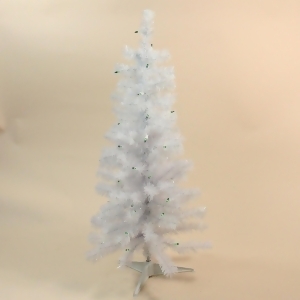 3 x 16 Pre-Lit Slim White Tinsel Artificial Christmas Tree Green Lights - All