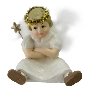 3.25 Grumpy Glittered Child Angel Christmas Figurine Decoration - All