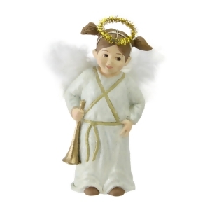 5.25 Glittered Child Angel Holding a Golden Horn Christmas Figurine Decoration - All