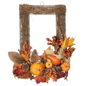 24 Berry Pumpkin Fall Foliage and Pine Cone Autumn Decorative Wall Frame - All